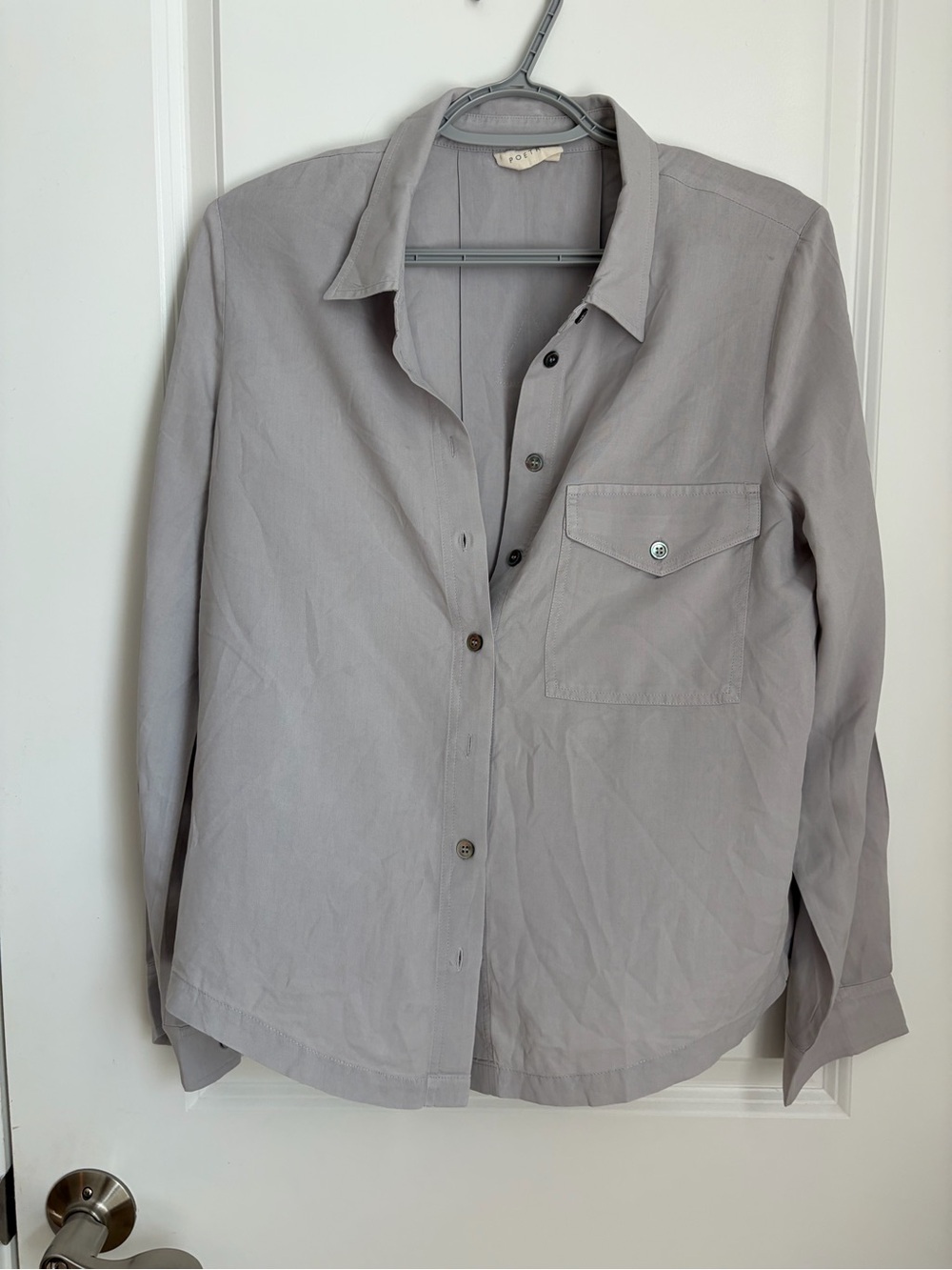 Poetry Light Gray Button-Down Shirt - Single Chest Pocket